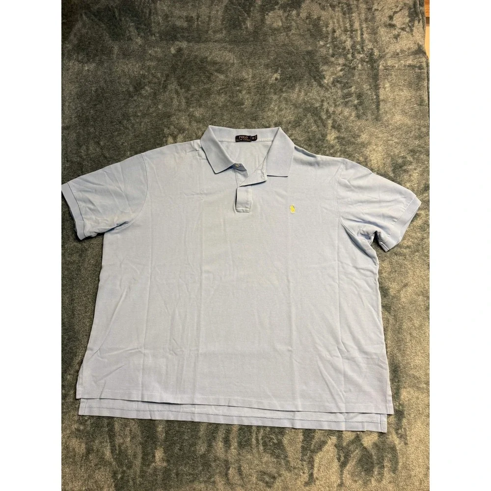 Polo Ralph Lauren Classic Fit Polo Shirt 4XB Big Men Light Blue Pique Cotton